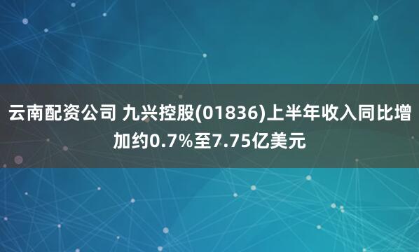 云南配资公司 九兴控股(01836)上半年收入同比增加约0.7%至7.75亿美元